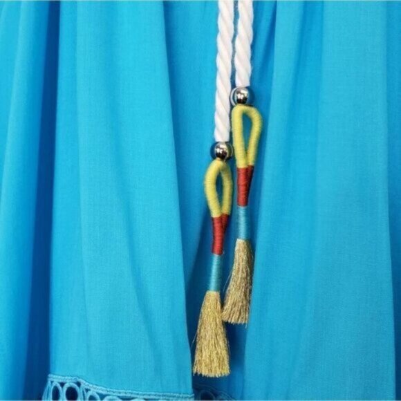 Ramy Brook Boho Beach Turquoise Blue Oversized Top Size Extra Small New - Picture 5 of 15
